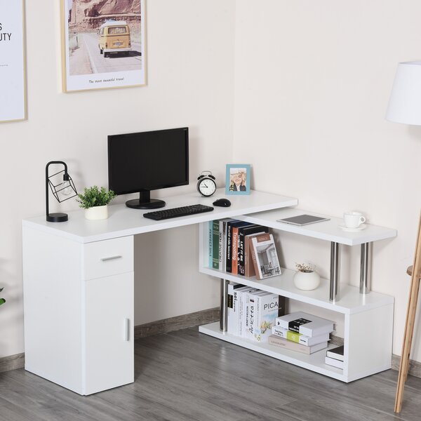 HOMCOM Birou Unghiular Modern din Lemn Spațiu de Lucru Generos 140x107x74.6 cm Design Contemporan pentru Birou | Aosom Romania