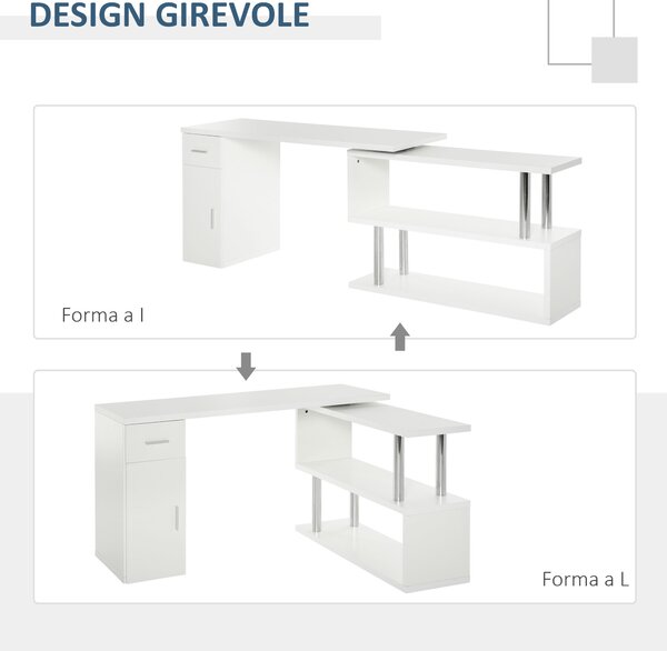 HOMCOM Birou Unghiular Modern din Lemn Spațiu de Lucru Generos 140x107x74.6 cm Design Contemporan pentru Birou | Aosom Romania