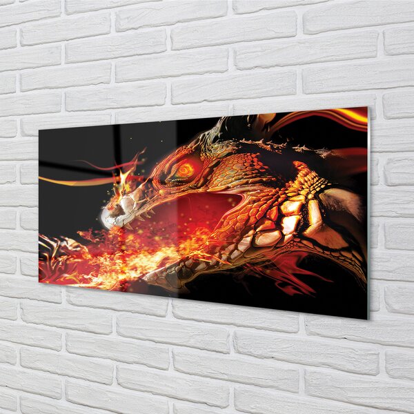 Tablouri pe sticlă dragon de foc-respirație