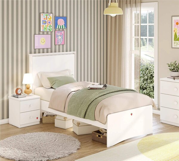 Pat pentru copii 100x200 cm , Design modern, port USB, colectia Varia White