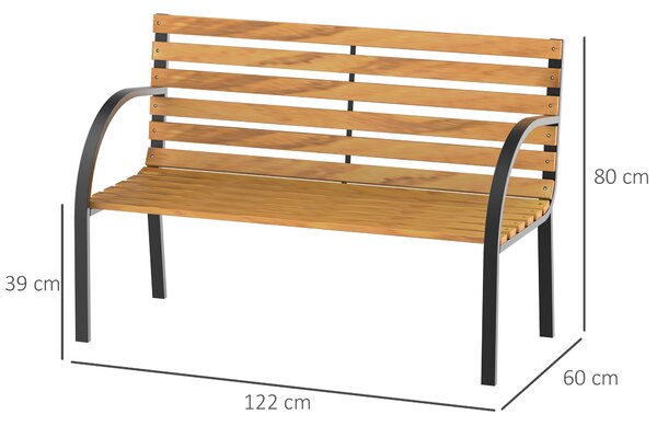 Outsunny Banca de Gradina sau Terasa cu 2 locuri, in Otel 122L x 60L x 80Hcm | Aosom Romania