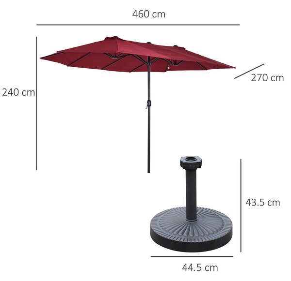 Outsunny Umbrelă Dublă de Grădină în Oțel și Poliester Roșu cu Deschidere Ușoară | Aosom Romania