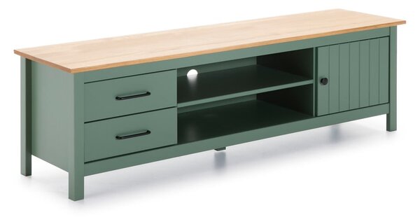 Masă TV verde/în culoare naturală din lemn masiv de pin 158x47 cm Miranda – Marckeric