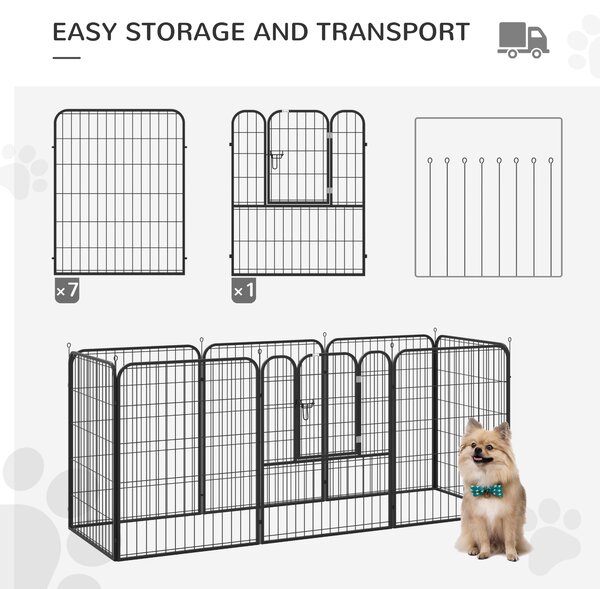 PawHut Tarc Modular Metalic pentru Animale, Flexibil și Ușor de Configurat, Dimensiuni 79x100 cm, Negru | Aosom România