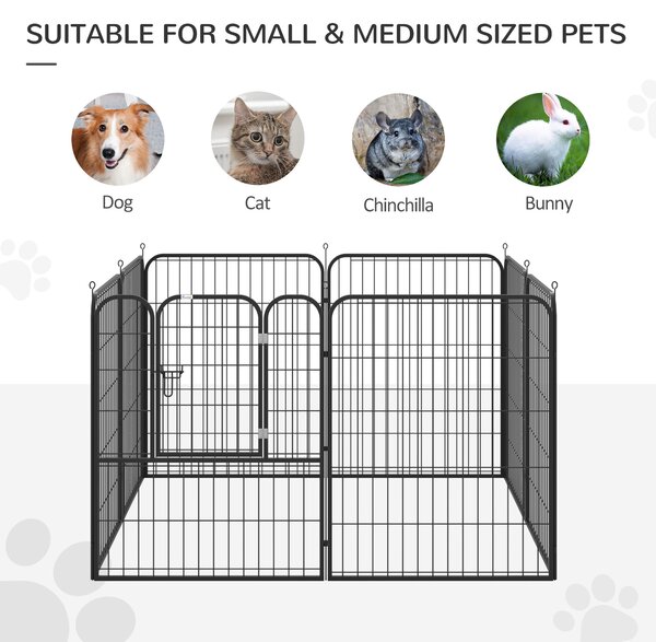 PawHut Tarc Modular Metalic pentru Animale, Flexibil și Ușor de Configurat, Dimensiuni 79x100 cm, Negru | Aosom România