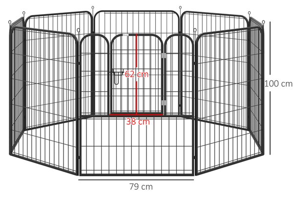 PawHut Tarc Modular Metalic pentru Animale, Flexibil și Ușor de Configurat, Dimensiuni 79x100 cm, Negru | Aosom România