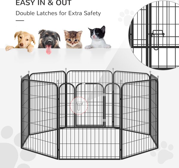 PawHut Tarc Modular Metalic pentru Animale, Flexibil și Ușor de Configurat, Dimensiuni 79x100 cm, Negru | Aosom România