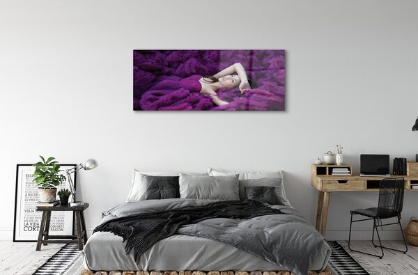 Tablouri pe sticlă Femeie violet
