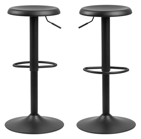 Scaun de bar negru cu înălțime ajustabilă din metal (înălțime șezut 59 cm) Finch – Actona