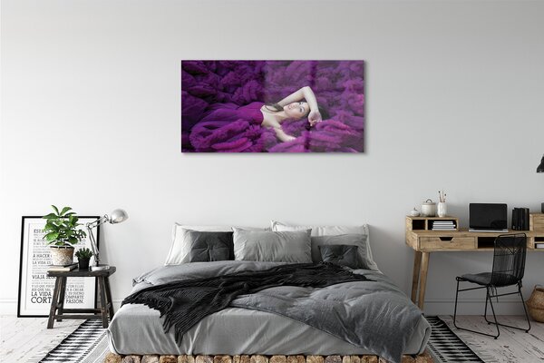 Tablouri pe sticlă Femeie violet