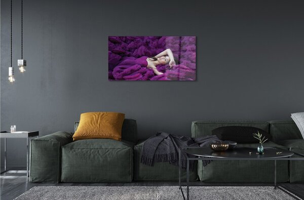 Tablouri pe sticlă Femeie violet