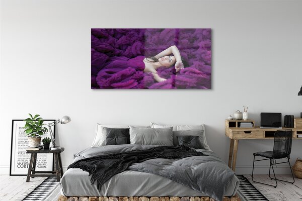 Tablouri pe sticlă Femeie violet