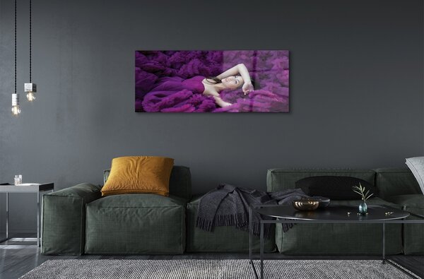Tablouri pe sticlă Femeie violet
