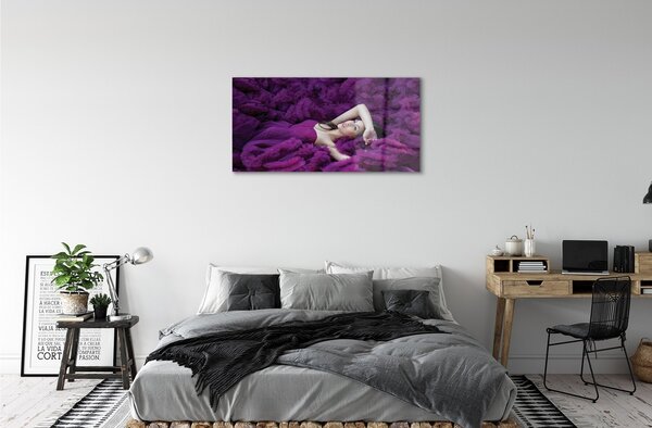 Tablouri pe sticlă Femeie violet