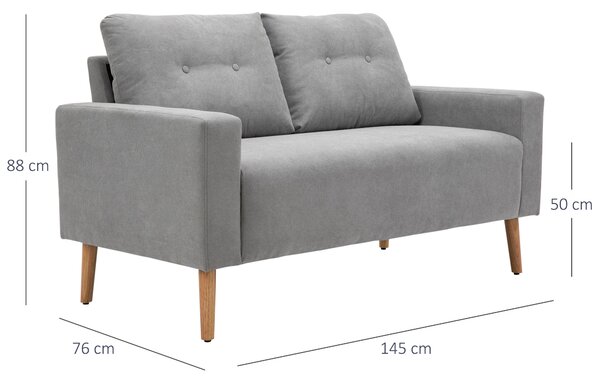 HOMCOM Canapea Compacta 2 Locuri Design Modern, Spate Matlasat, Gri | Aosom Romania