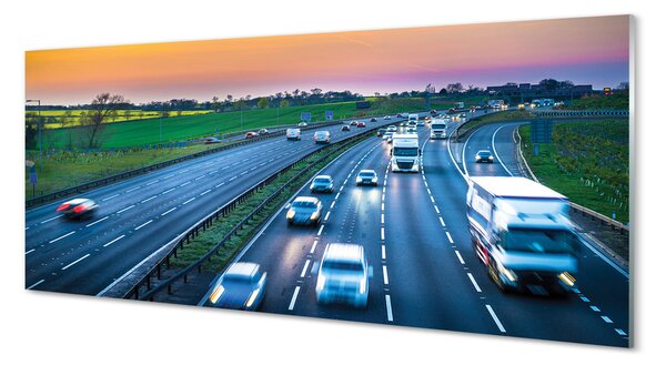 Tablouri pe sticlă Autostradă auto cer