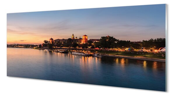 Tablouri pe sticlă blocare râu Cracovia Apus de soare