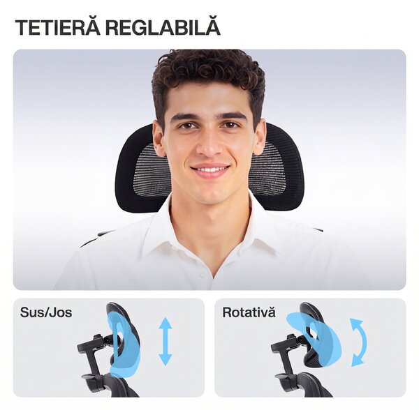 HOMCOM Scaun de birou ergonomic, cu suport lombar dinamic și suport pentru picioare, 73x75x120-128 cm, negru | Aosom Romania