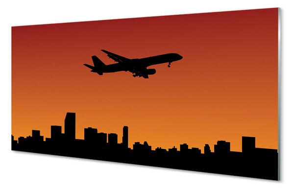 Panouri de sticlă Avionul și apus de soare cer