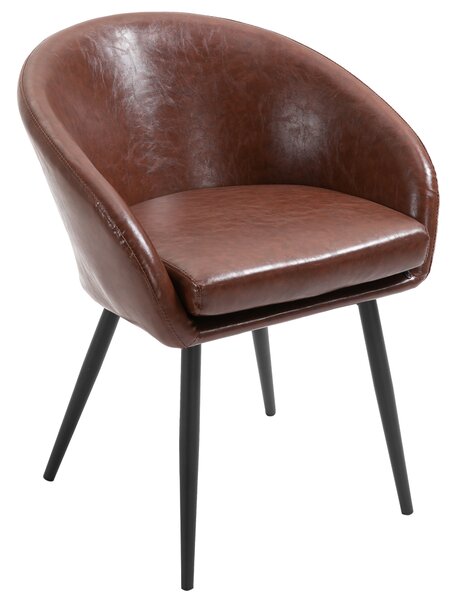HomCom scaun vintage, piele sintetica, scaun pentru living, scaun bar, scaun sufragerie 61x58x74 cm, maro | AOSOM RO