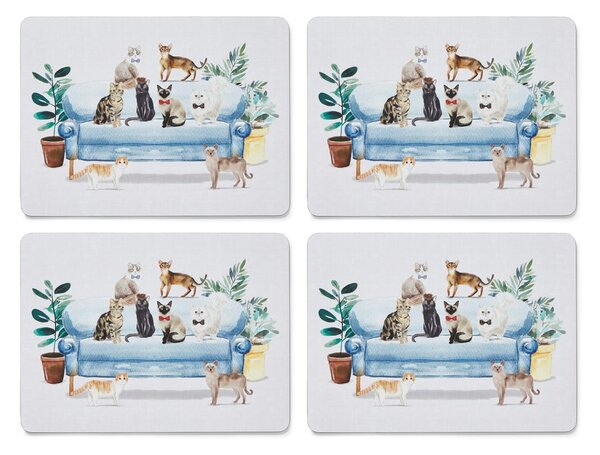 Set 4 suporturi farfurii din plută 21.5x29 cm Curious Cats - Cooksmart ®