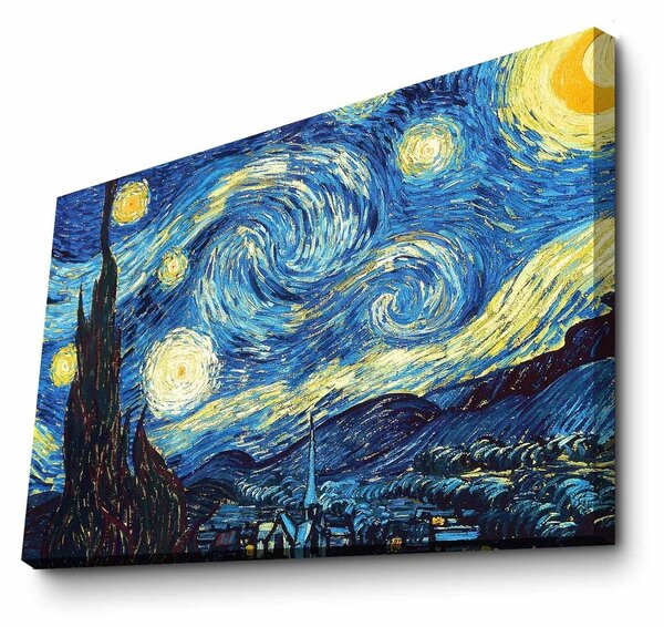 Tablou Canvas Van Gogh Noapte instelata, Multicolor, 100x70 cm