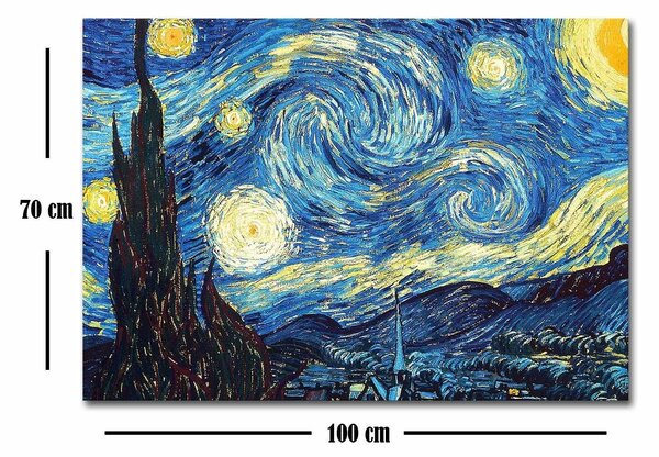 Tablou Canvas Van Gogh Noapte instelata, Multicolor, 100x70 cm