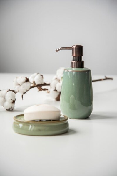 Dozator din ceramică pentru săpun lichid Wenko Sirmione, verde