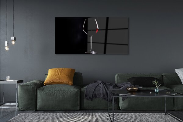 Tablouri pe sticlă fundal negru cu un pahar de vin