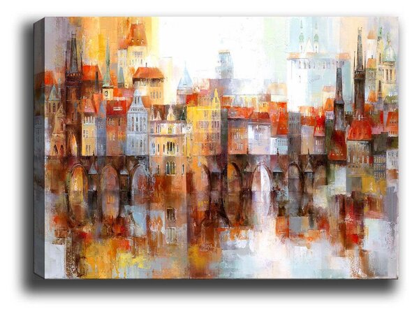 Tablou Canvas Sighisoara, Multicolor, 100x70 cm
