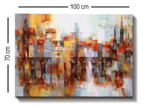 Tablou Canvas Sighisoara, Multicolor, 100x70 cm