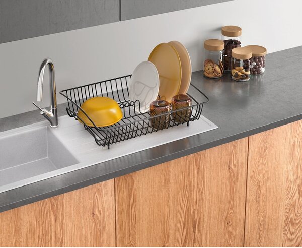 Scurgător vase din oțel inoxidabil Metaltex Rectangular Lava, negru