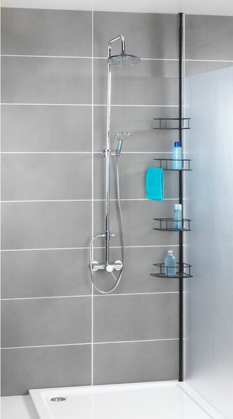 Raft telescopic de colț pentru cabina de duș Wenko Dolcedo, 23 x 31 cm, negru