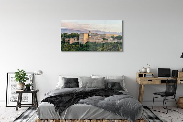 Tablouri pe sticlă Spania Castelul de pădure de munte