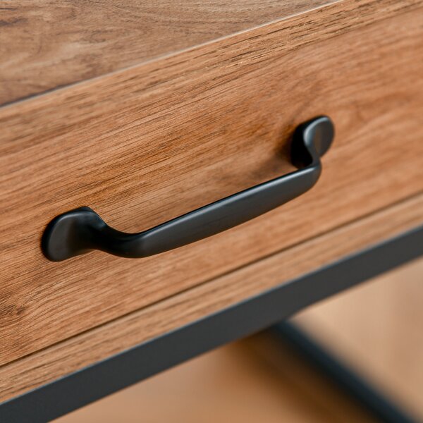 HOMCOM Birou pentru Computer, 2 Compartimente și Sertar, Metal și MDF Clasa E1, 120x60x76cm, Maro, Ideal pentru Studiu | Aosom Romania