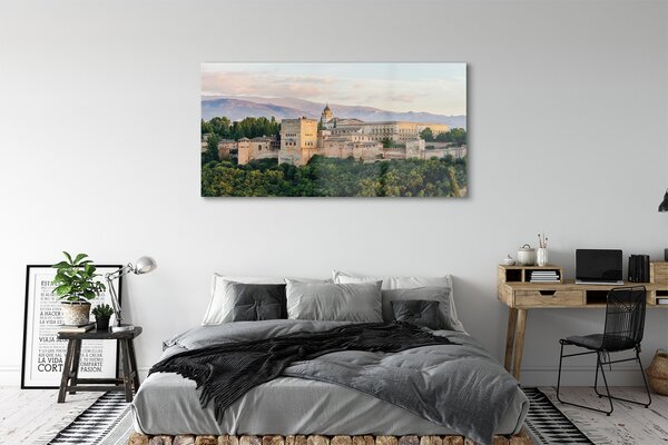 Tablouri pe sticlă Spania Castelul de pădure de munte