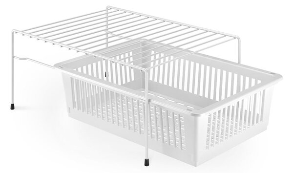 Raft suplimentar din oțel inoxidabil cu spațiu de depozitare Metaltex Dino, alb