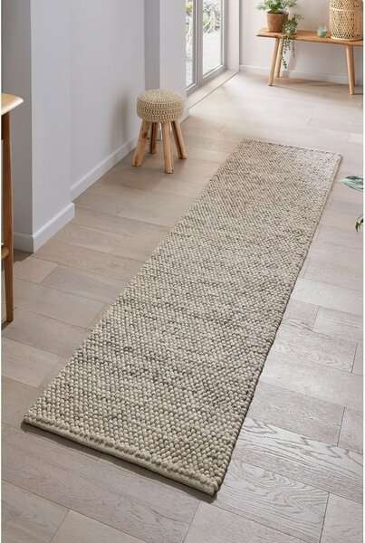 Covor tip traversă gri deschis țesut manual din amestesc de lână 60x230 cm Minerals – Flair Rugs
