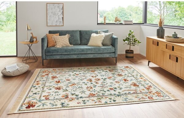 Covor crem din viscoză 195x300 cm Oriental Flowers – Nouristan