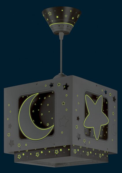 Dalber Lampă suspendată pentru copii MOONLIGHT, gri, cu 1 bec, reglabil, Gri, Camera copiilor, Plastic