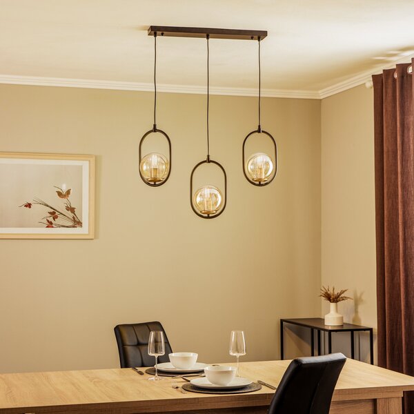 Avonni Lampă suspendată AV-4275-3Y-BSY cu 3 becuri, reglabil, Negru, Camera de zi / sufragerie, Metal