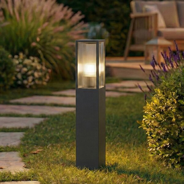 Lindby Bornă luminoasă Peldar, antracit/striată, 80 cm, reglabil, Negru, Aluminiu, Modern