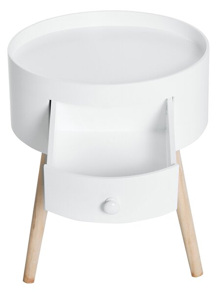 HOMCOM Masa de Salon Moderna cu Sertar in Lemn, Alb, Ф38x45cm | Aosom Romania