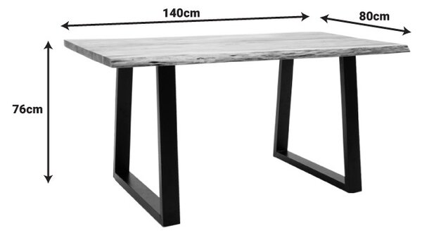 Masă Miles Slim, natural/negru, 140x80x76 cm