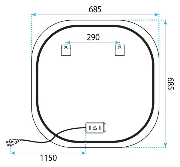 Rea Rea, Oglindă LED 70x70cm TOP, HOM-01519