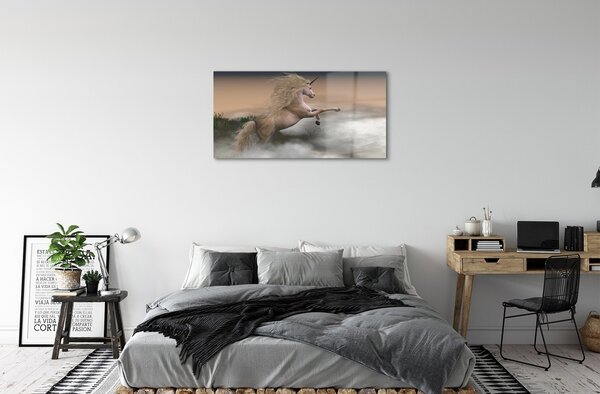 Tablouri pe sticlă nori Unicorn