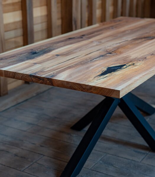 Linear Ash - Masă dining frasin masiv cu inserții de rășină - 190x90 cm