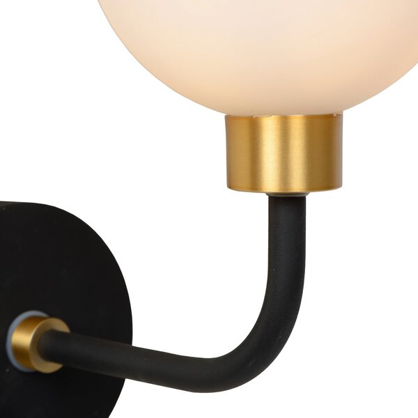 Lucide Aplică Berend din sticlă, înălțime 25,2 cm, reglabil, Negru, Baie, Metal, glob