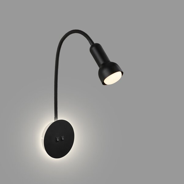 Briloner 2178015 aplică LED comutator dublu negru, Negru, Camera de zi / sufragerie, Metal, Lumină de lectură