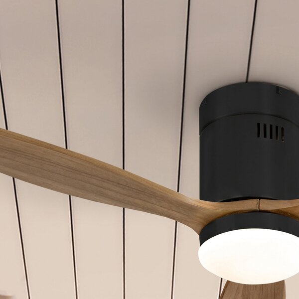 Schuller Valencia Ventilator de tavan cu LED Siroco Mini, DC, silențios, negru/nuc, reglabil, Lemn, Camera de zi / sufragerie, Lemn, Modern